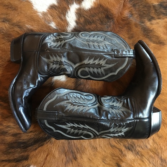 Tony Lama Other - Tony Lama Black Genuine Leather Cowboy Boots